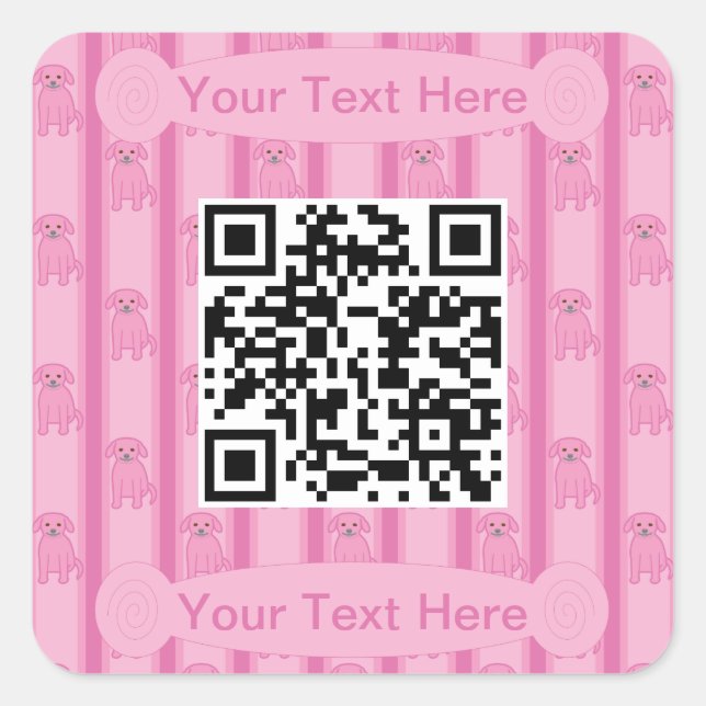 Spaß und Extravaganter QR-Code für Welpen Quadratischer Aufkleber (Vorderseite)