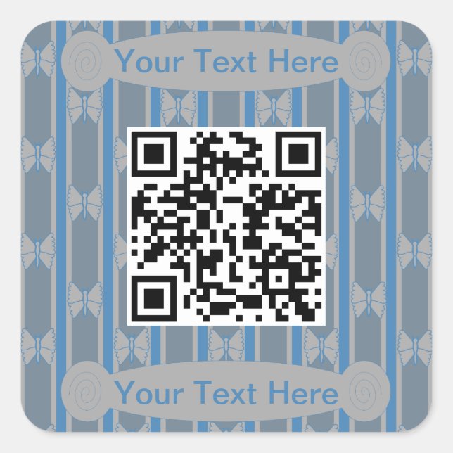 Spaß und Extravaganter Schmetterling QR Code Quadratischer Aufkleber (Vorderseite)