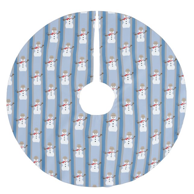 Spaß und Extravaganter Schneemann Detektiv Polyester Weihnachtsbaumdecke (Vorderseite)