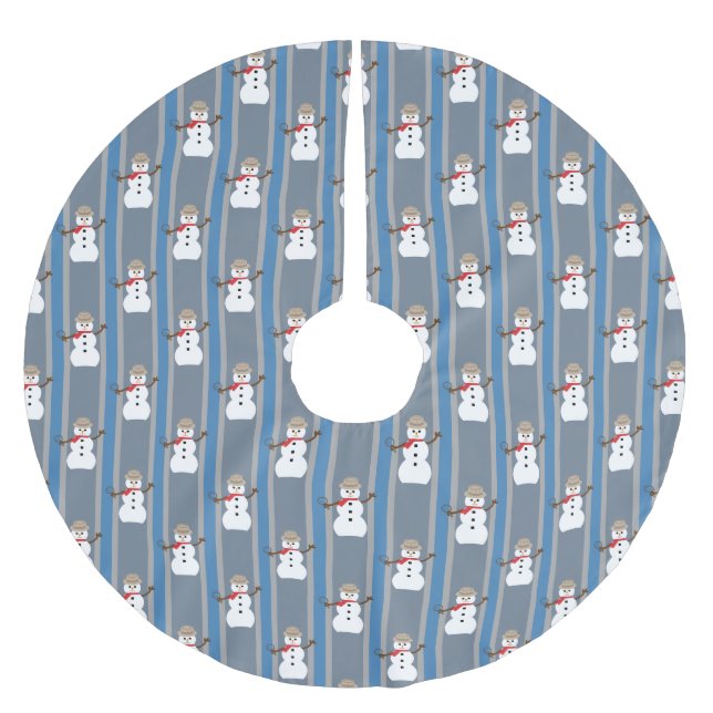Spaß und Extravaganter Schneemann Detektiv Polyester Weihnachtsbaumdecke (Vorderseite)
