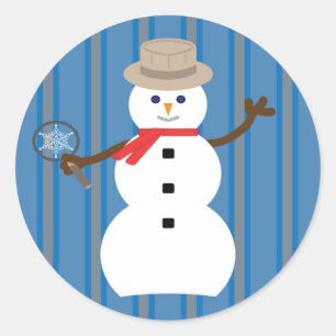 Spaß und Extravaganter Schneemann Detektiv Runder Aufkleber