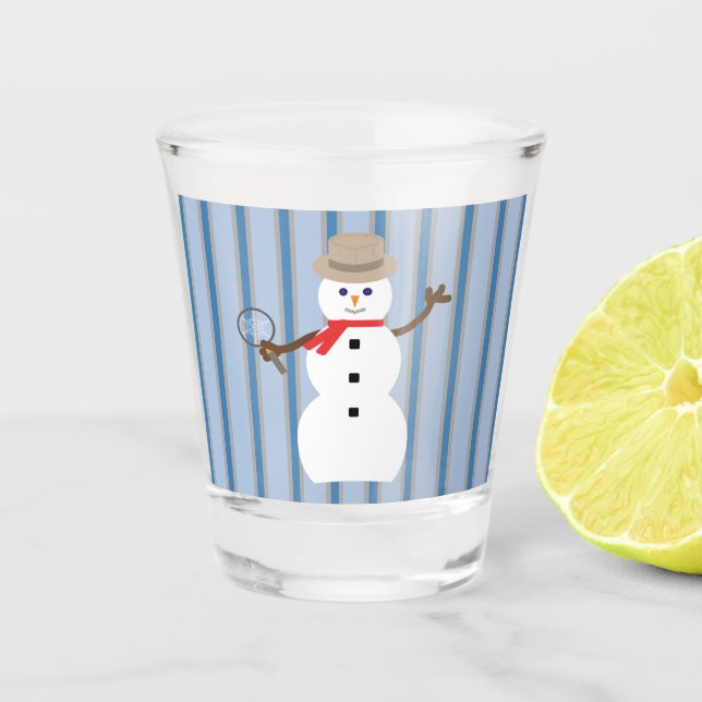 Spaß und Extravaganter Schneemann Detektiv Schnapsglas (Vorderseite)