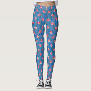 Spaß und Fancy Blue Weihnachts-Pfefferminzbonbon Leggings