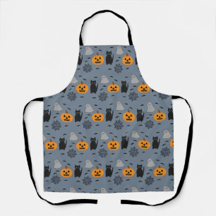 Spaß und fancy Halloween-Katz-Geist-Kürbis-Web Schürze