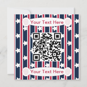 Spaß und Fancy Patriotische Sterne und Streifen QR Einladung