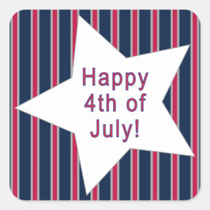 Spaß und Fancy Patriotische Sterne und Streifen Quadratischer Aufkleber