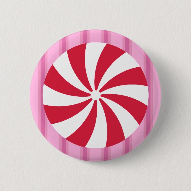 Spaß und Fantasie Rosa Weihnachts-Pfefferminz-Bonb Button (Vorderseite)