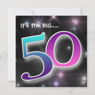 Spaß und farbenfrohe 50. Geburtstagsparty Einladun Einladung