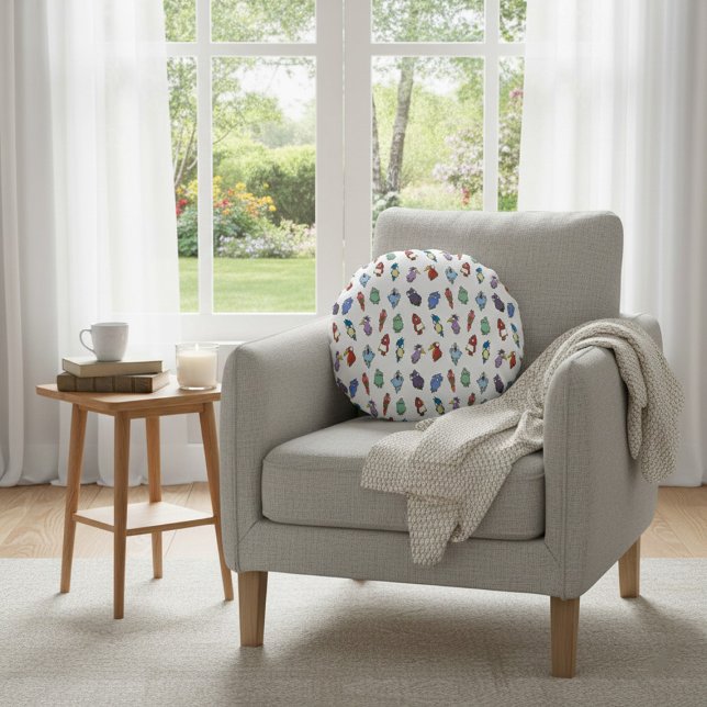 Spaß und farbenfrohe Dekoration Rundes Kissen (Von Creator hochgeladen)