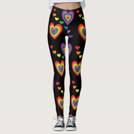 Spaß und farbenfrohe Regenbogenherzen Leggings