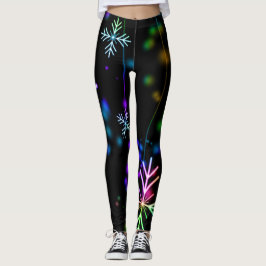 Spaß und farbenfrohe Schneeflocken auf schwarz Leggings