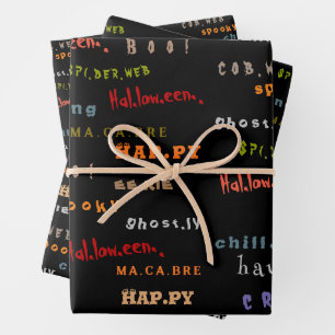 Spaß und farbenfrohe Weihnachtstypografie Hallowee Geschenkpapier Set