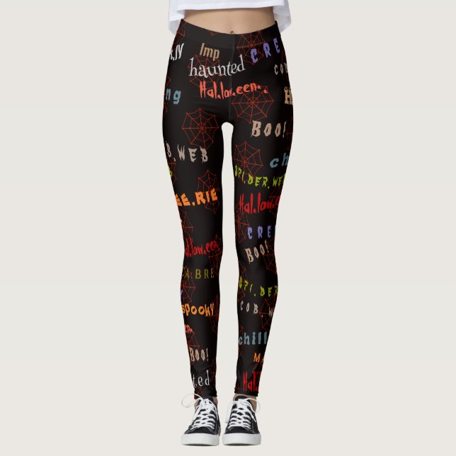 Spaß und farbenfroher Halloween Cobweb Holiday Spi Leggings (Vorderseite)
