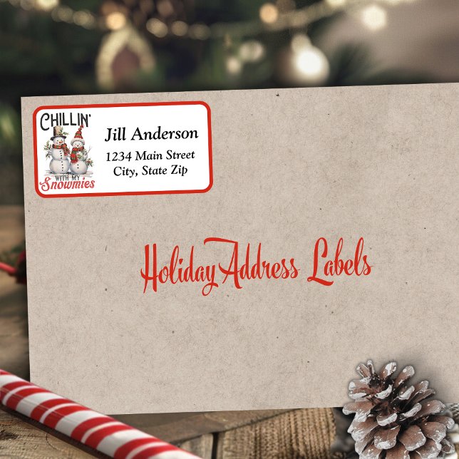 Spaß und festliche Kinder mit meinen Schneemassen Adressaufkleber (Fun and Festive Chillin With My Snowmies Custom Label)
