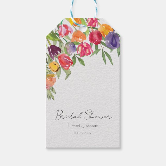 Spaß und Helle Tulips und Grünes Brautparty Geschenkanhänger (Vorderseite)