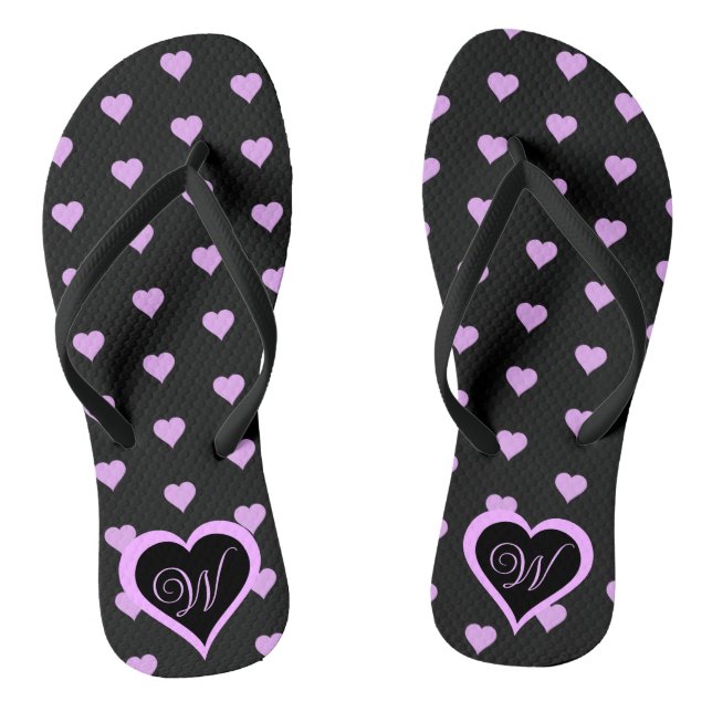 Spaß und Kokette rosa Herzen Personalisiert Flip Flops (Fußbett)