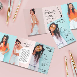 Spaß und moderne Abschluss Tri-Fold-Einladung Dreifach-gefaltete Programmkarte