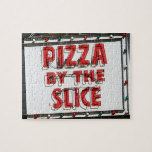 Spaß und schwieriges Pizza-Zeichen im Sonnenlicht Puzzle