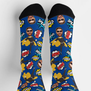 Spaß und Spaß für die Superhero Face Socken