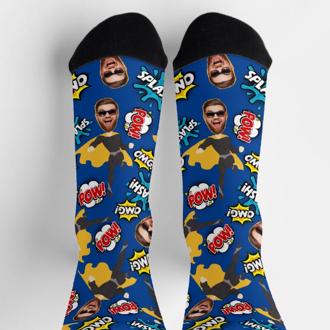 Spaß und Spaß für die Superhero Face Socken (Oben)