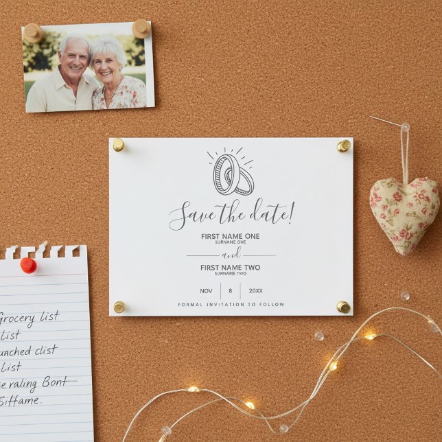 Spaß und stilvolle gezeichnet Hochzeitsrennen Save The Date (Fun and Stylish drawn Wedding Rings Save The Date.)