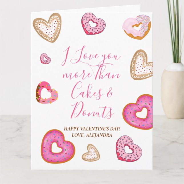 Spaß Valentine Liebe mehr als Donuts Illustration Dankeskarte (Vorderseite)