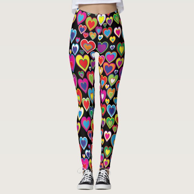 Spaß-vibrierender ins Auge fallender Regenbogen Leggings (Vorderseite)