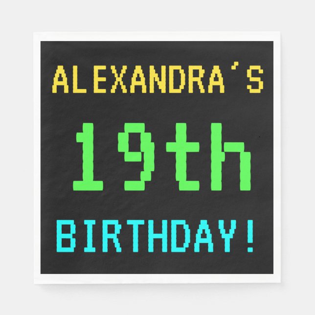 Spaß Vintag/Retro Videospiel Schauen 19. Geburtsta Serviette (Vorderseite)