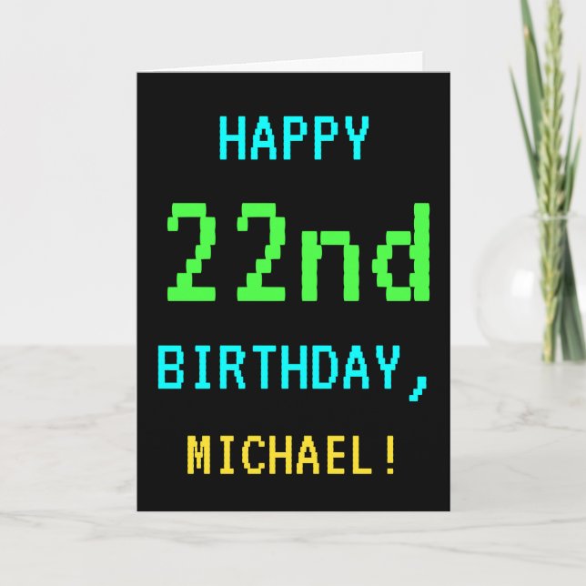 Spaß Vintag/Retro Videospiel Schauen 22. Geburtsta Karte (Vorderseite)