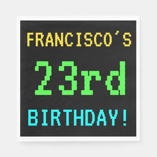 Spaß Vintag/Retro Videospiel Schauen 23. Geburtsta Serviette (Vorderseite)