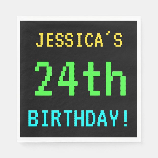 Spaß Vintag/Retro Videospiel Schauen 24. Geburtsta Serviette (Vorderseite)