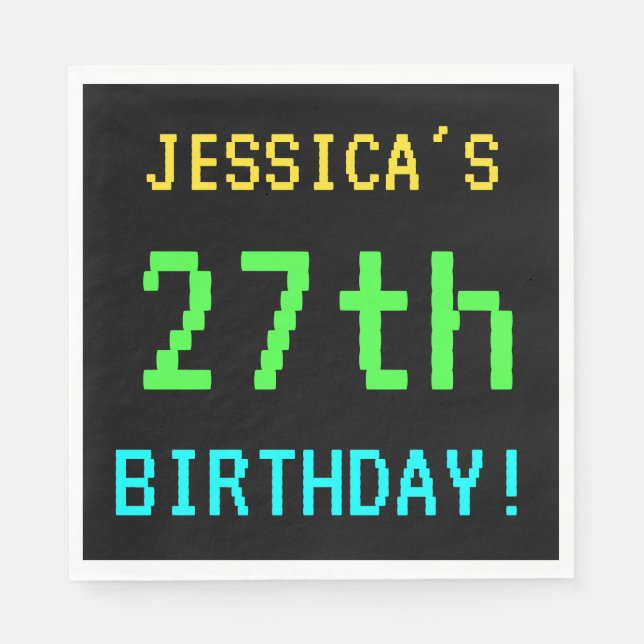 Spaß Vintag/Retro Videospiel Schauen 27. Geburtsta Serviette (Vorderseite)