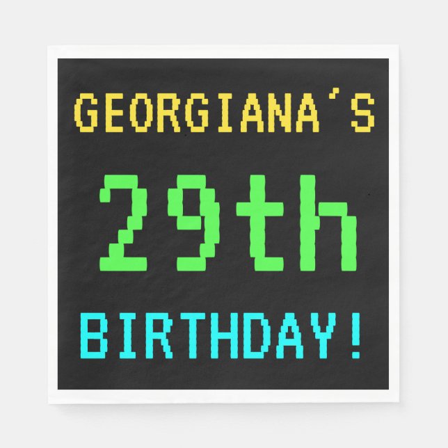 Spaß Vintag/Retro Videospiel Schauen 29. Geburtsta Serviette (Vorderseite)