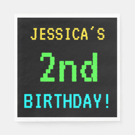 Spaß Vintag/Retro Videospiel Schauen 2. Geburtstag Serviette