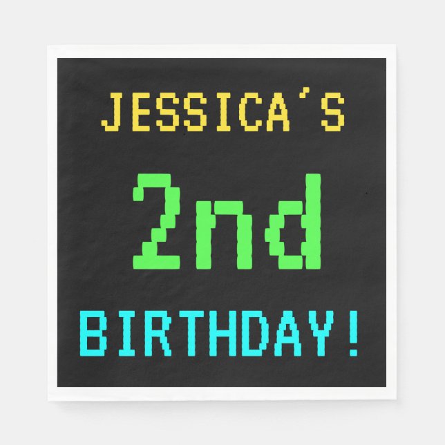 Spaß Vintag/Retro Videospiel Schauen 2. Geburtstag Serviette (Vorderseite)