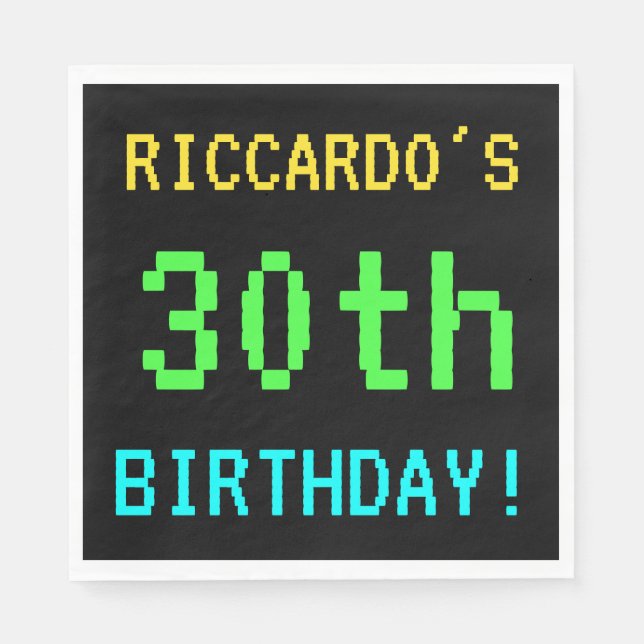 Spaß Vintag/Retro Videospiel Schauen 30. Geburtsta Serviette (Vorderseite)