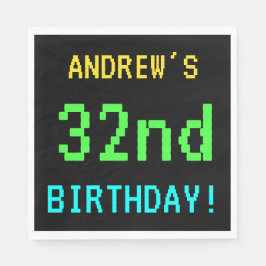 Spaß Vintag/Retro Videospiel Schauen 32. Geburtsta Serviette