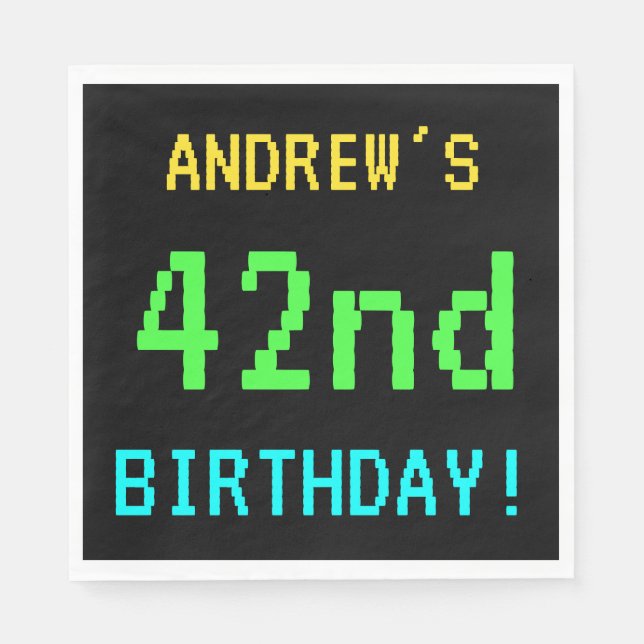 Spaß Vintag/Retro Videospiel Schauen 42. Geburtsta Serviette (Vorderseite)