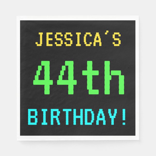 Spaß Vintag/Retro Videospiel Schauen 44. Geburtsta Serviette (Vorderseite)