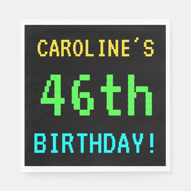 Spaß Vintag/Retro Videospiel Schauen 46. Geburtsta Serviette (Vorderseite)