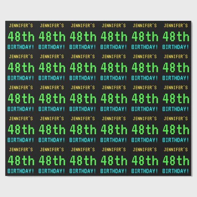 Spaß Vintag/Retro Videospiel Schauen 48. Geburtsta Geschenkpapier (Flach)