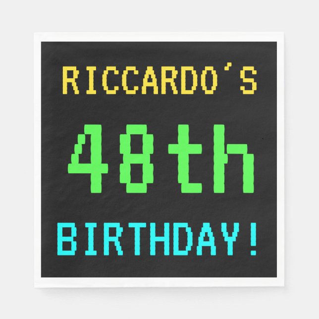 Spaß Vintag/Retro Videospiel Schauen 48. Geburtsta Serviette (Vorderseite)