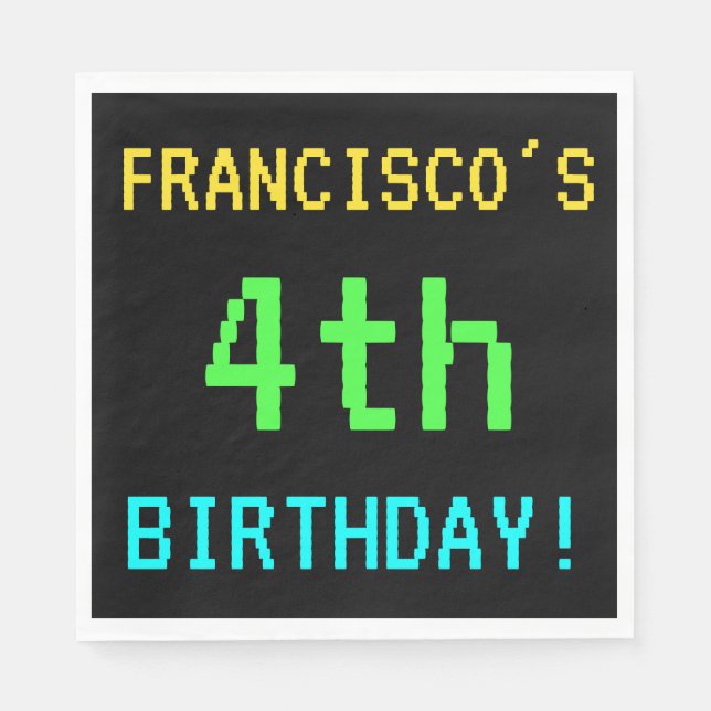 Spaß Vintag/Retro Videospiel Schauen 4. Geburtstag Serviette (Vorderseite)