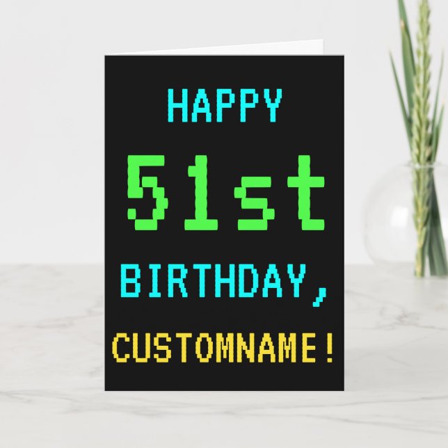 Spaß Vintag/Retro Videospiel Schauen 51. Geburtsta Karte (Vorderseite)