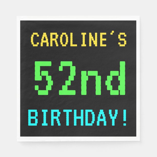 Spaß Vintag/Retro Videospiel Schauen 52. Geburtsta Serviette (Vorderseite)