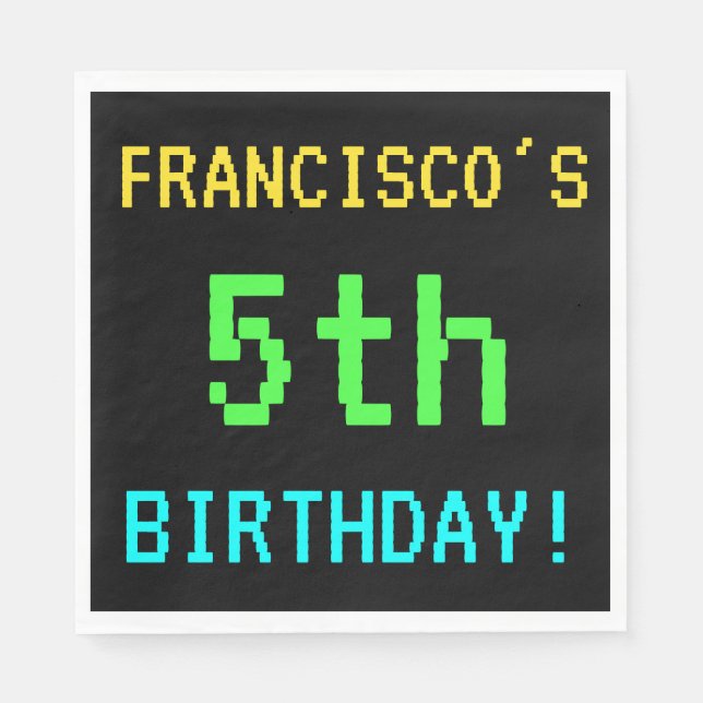 Spaß Vintag/Retro Videospiel Schauen 5. Geburtstag Serviette (Vorderseite)