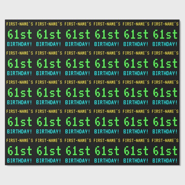 Spaß Vintag/Retro Videospiel Schauen 61. Geburtsta Geschenkpapier (Flach)