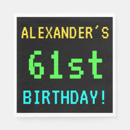 Spaß Vintag/Retro Videospiel Schauen 61. Geburtsta Serviette