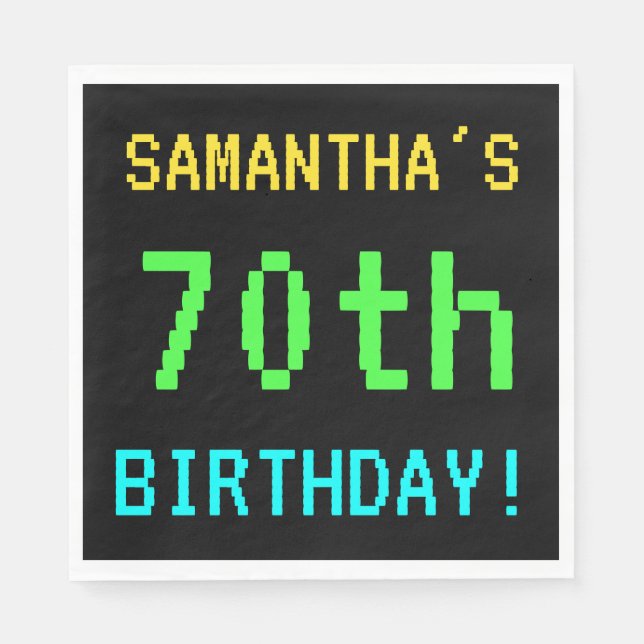 Spaß Vintag/Retro Videospiel Schauen 70. Geburtsta Serviette (Vorderseite)