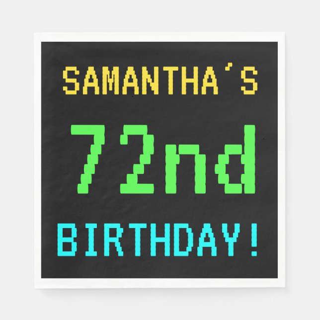 Spaß Vintag/Retro Videospiel Schauen 72. Geburtsta Serviette (Vorderseite)